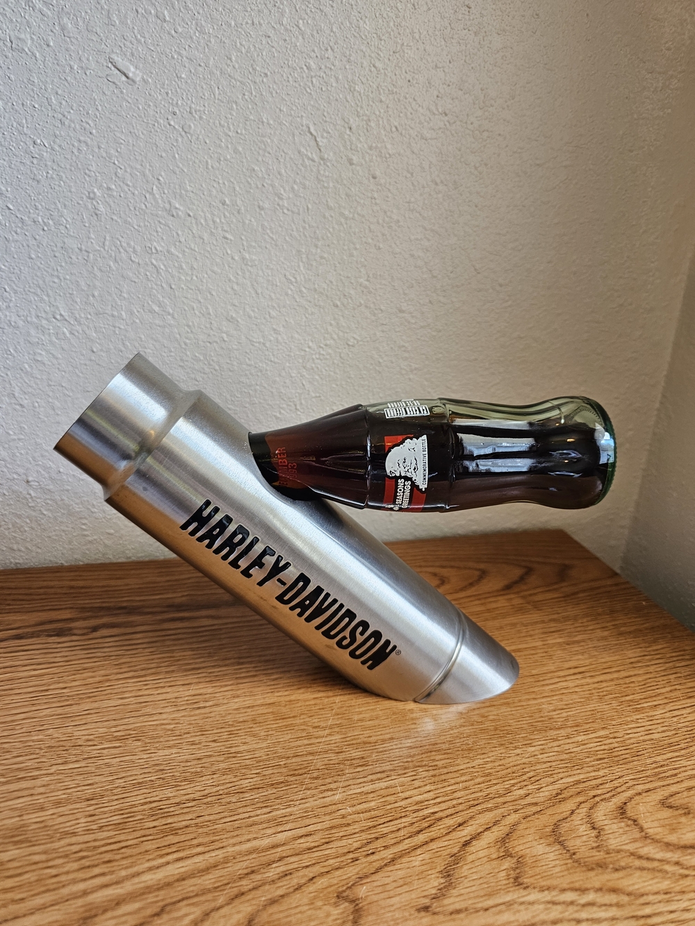 Harley-Davidson Exhaust Pipe Beverage Wine Bottle Holder Metal Gift